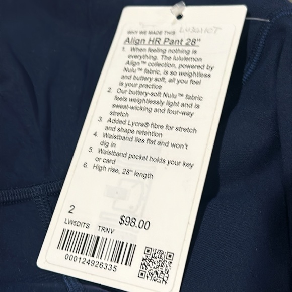 Lululemon Align Pant 28" True Navy size 2 NWT - Picture 3 of 5